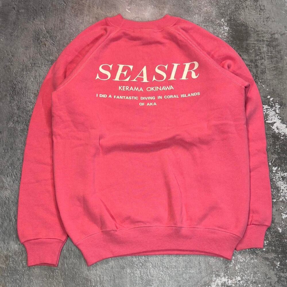 Vintage 90s Pink Okinawa Japan Diving Sweatshirt! Sea Sir Diving. Size Medium